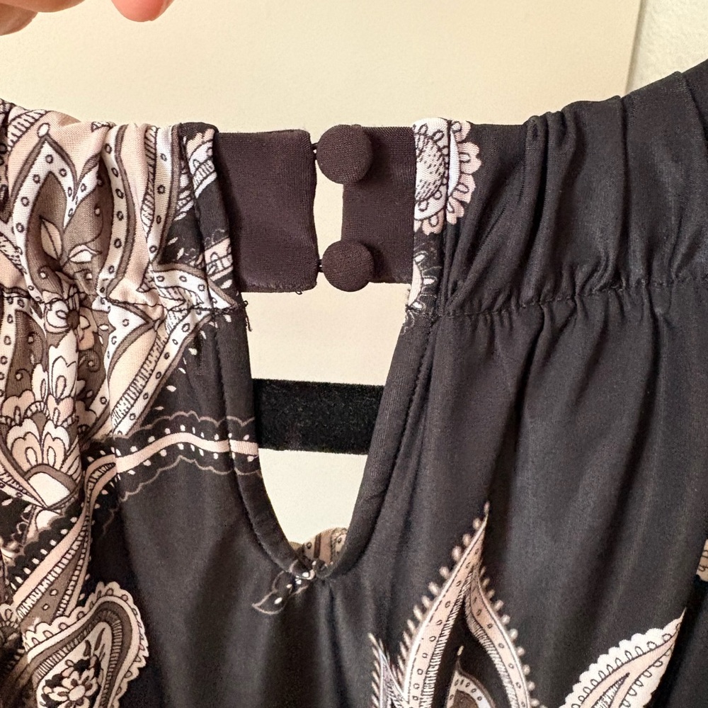 INC International Concepts Black and White Paisley Blouse